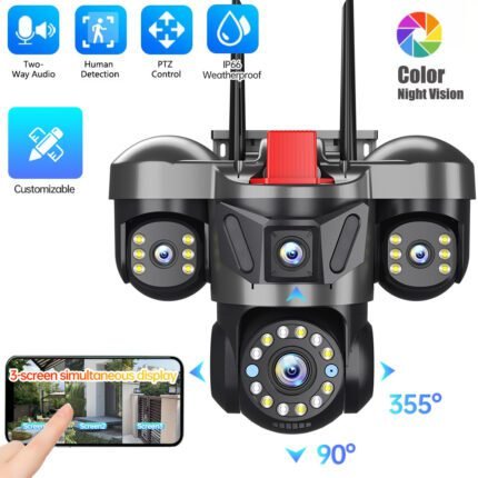 6MP Triple Lens Triple View Security Camera Wireless WiFi Outdoor HD Surveillance Camera for Home Remote Monitoring