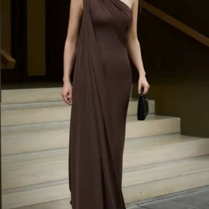 One-Shoulder Draped Maxi Dress