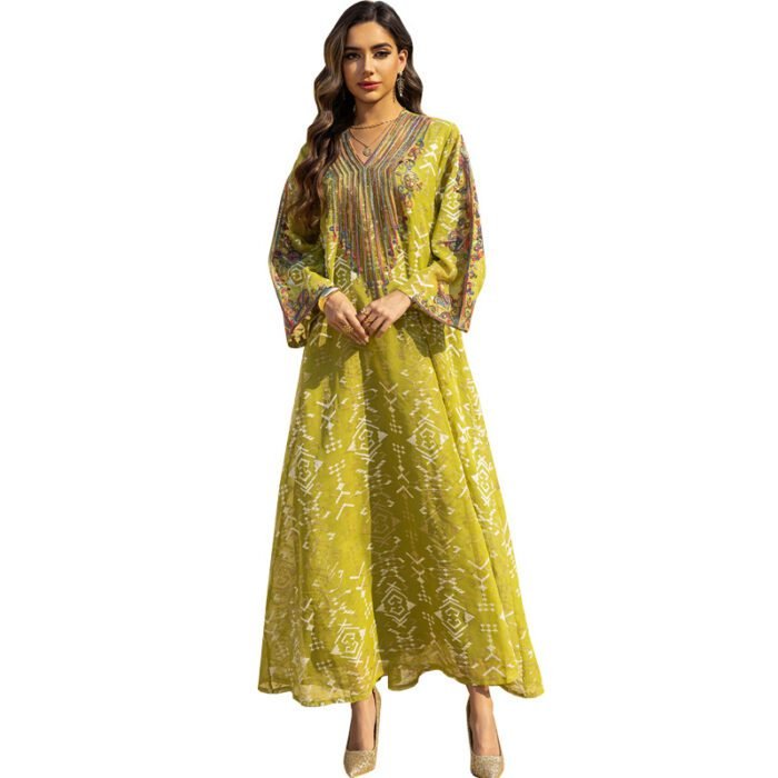 Embroidered Evening Dress with Applique Patchwork Dress - Image 5