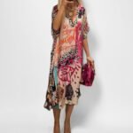 Leisure commuting leopard print color print deep V-neck dress long skirt for women - Image 3