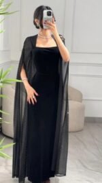 Velvet Backless Sequined Evening Dress - Image 6