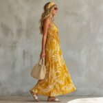 Summer New Vacation Style Printed V-Neck Strap Long Dress for Women Beach Dress - Image 2
