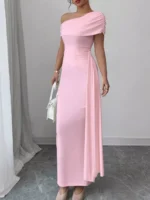 One-Shoulder Ruched Maxi Dress - Image 3
