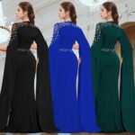Cape sleeve evening gown dress - Image 3
