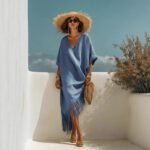 New Casual Beach Travel TK Comfortable Fringe V-neck Sexy Atmosphere Dress - Image 2