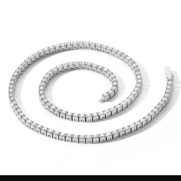 Stainless Steel 316 Polished Spring Ring Tennis Necklace for Men and Women, Fashionable Titanium Steel with Zirconium Stone Jewelry - Image 6