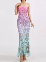 Floral Embroidered Tube Maxi Dress - Image 2