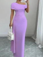 One-Shoulder Ruched Maxi Dress - Image 8