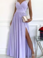High Slit Lace Detail Maxi Dress - Image 5