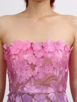 Floral Embroidered Tube Maxi Dress - Image 7