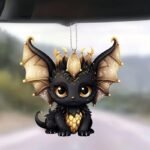 New Acrylic Flat Black Dragon Car Hanging Ornament for Backpack and Rearview Mirror Decoration - Image 2