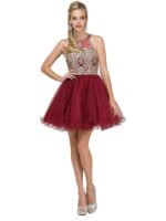 Frontier Blossom Tulle Party Dress in burgundy