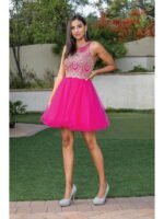 Frontier Blossom Tulle Party Dress in fuchsia