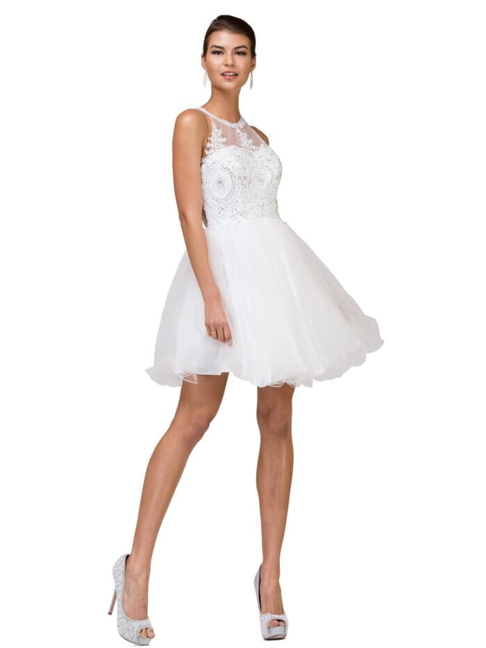 Frontier Blossom Tulle Party Dress in off white