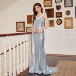 Elegant Light Blue Evening Dress Long Gown Formal Party Dress