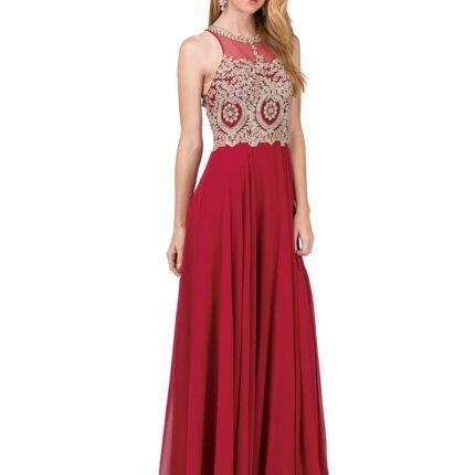 Wildflower Halter Chiffon Gown in burgundy