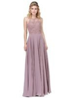 Wildflower Halter Chiffon Gown in mocha