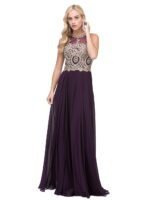 Wildflower Halter Chiffon Gown in plum