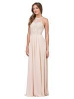 Wildflower Halter Chiffon Gown in champagne