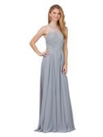 Wildflower Halter Chiffon Gown in silver
