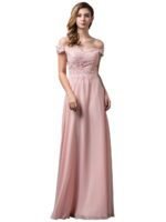 Meadow Breeze Off-Shoulder Chiffon Gown in blush