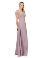 Meadow Breeze Off-Shoulder Chiffon Gown in mocha