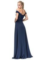 Meadow Breeze Off-Shoulder Chiffon Gown in navy