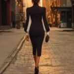 Elegant High Neck Sheath Dress with Side Slit Summer Fashion Dress - Image 3