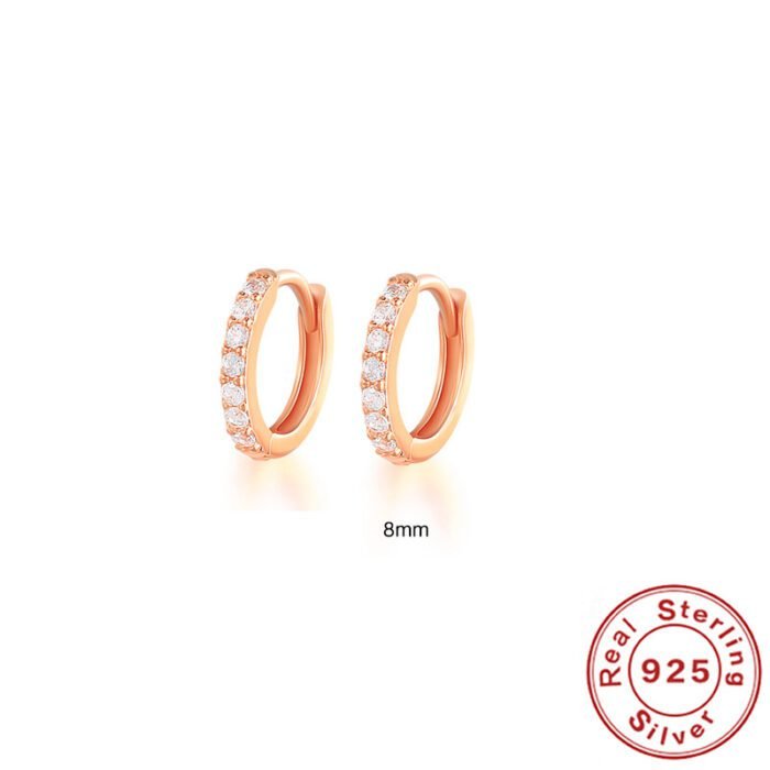 S925 Sterling Silver Circle Earrings with Turquoise and Diamond Inlay 18K Gold Plated Stud Earrings Jewelry - Image 17