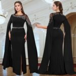 Cape sleeve evening gown dress - Image 4
