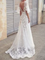 Full Size Lace Flutter Sleeve V-Neck Dress Plus Size - Image 7
