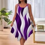 Printed Sleeveless Double Shoulder Strap at Hem A-line Dress for Women Plus Size - Image 2