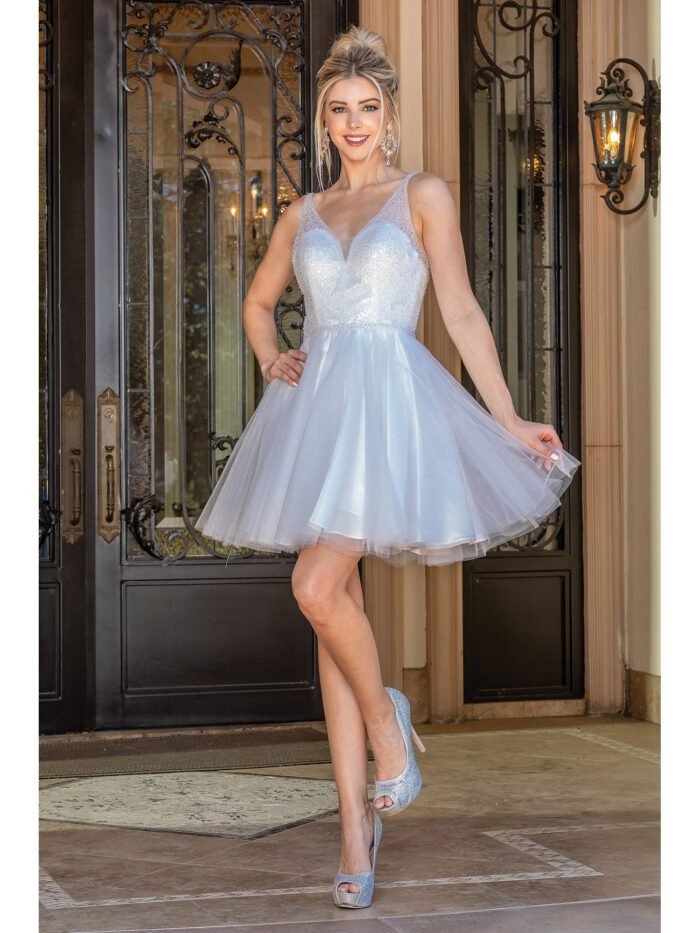 Golden Hour Beaded A-Line Dress in off white