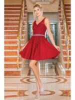 Golden Prairie Embroidered Party Dress in burgundy
