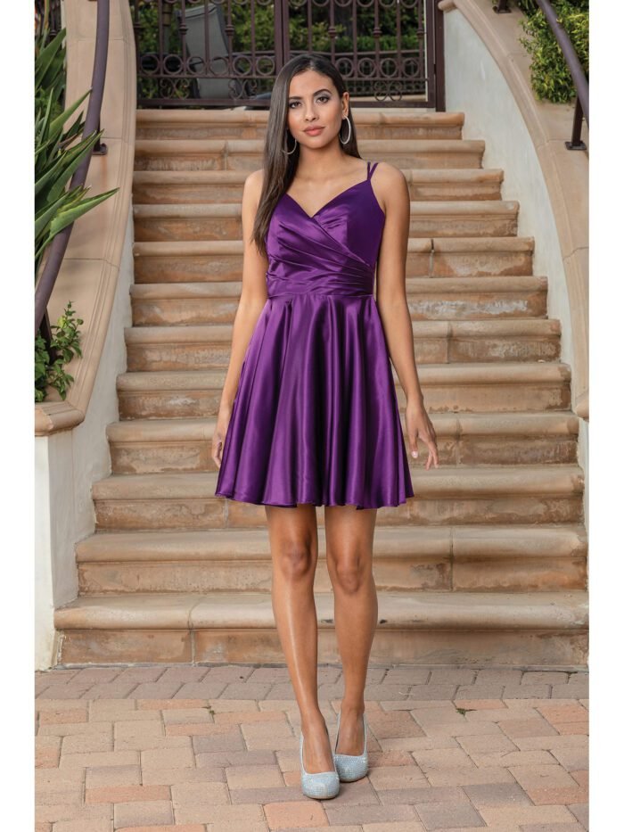 Rodeo Sweetheart Satin Party Dress in purple