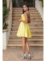 Rodeo Sweetheart Satin Party Dress in yellow