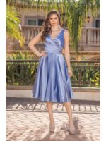 Sagebrush Corset Midi Dress in dusty blue