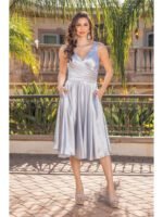 Sagebrush Corset Midi Dress in silver