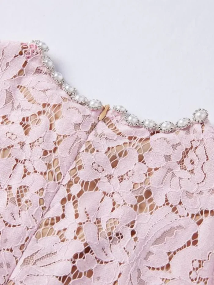 Lace Short Sleeve Mermaid Dress - Image 8