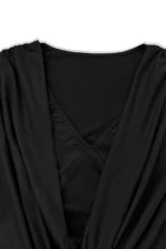 Ruched Cowl Neck Long Sleeve Mini Dress - Image 3