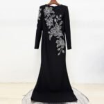 Evening gown embroidered with pearls and diamonds long dress - Image 3