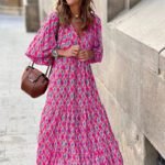 Bohemian Print Long Sleeve Maxi Dress for Women Fashion Spring Style Flowy Long Dress - Image 4