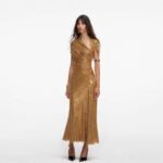 Asymmetrical Shoulder Rhinestone Sleeveless Evening Dress - Image 3