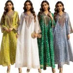 Embroidered Evening Dress with Applique Patchwork Dress