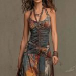French Oil Painting Print Vintage Off-Shoulder Sexy Jumpsuit for Women Summer - Image 4