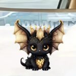New Acrylic Flat Black Dragon Car Hanging Ornament for Backpack and Rearview Mirror Decoration