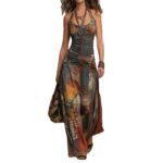 French Oil Painting Print Vintage Off-Shoulder Sexy Jumpsuit for Women Summer - Image 5