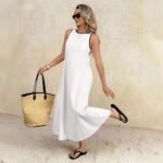 New popular solid color summer new vest long dress - Image 4