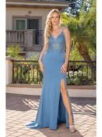 Sunset Ridge Beaded Bodice Gown in dusty blue