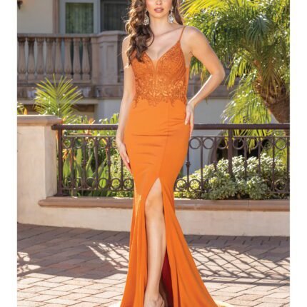 Sunset Ridge Beaded Bodice Gown in sienna